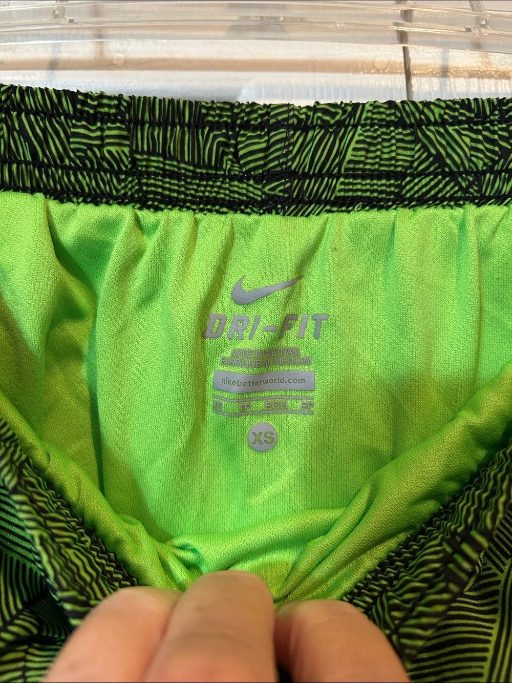 Nike Women’s XS - Neon Green Dri-FIT, Patterned Athletic Shorts w/Black Trim